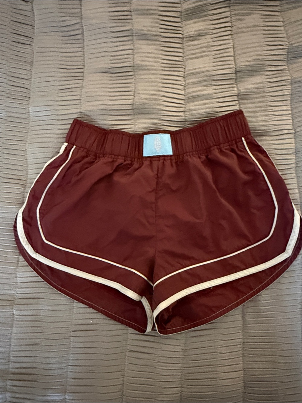 Free People Maroon Athletic Track Shorts with Contrast Trim